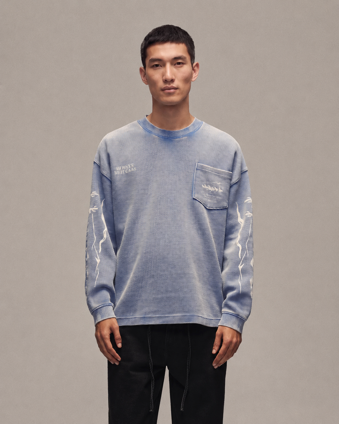 Sixth Bloom House Pocket Waffle Longsleeve Blue – front view