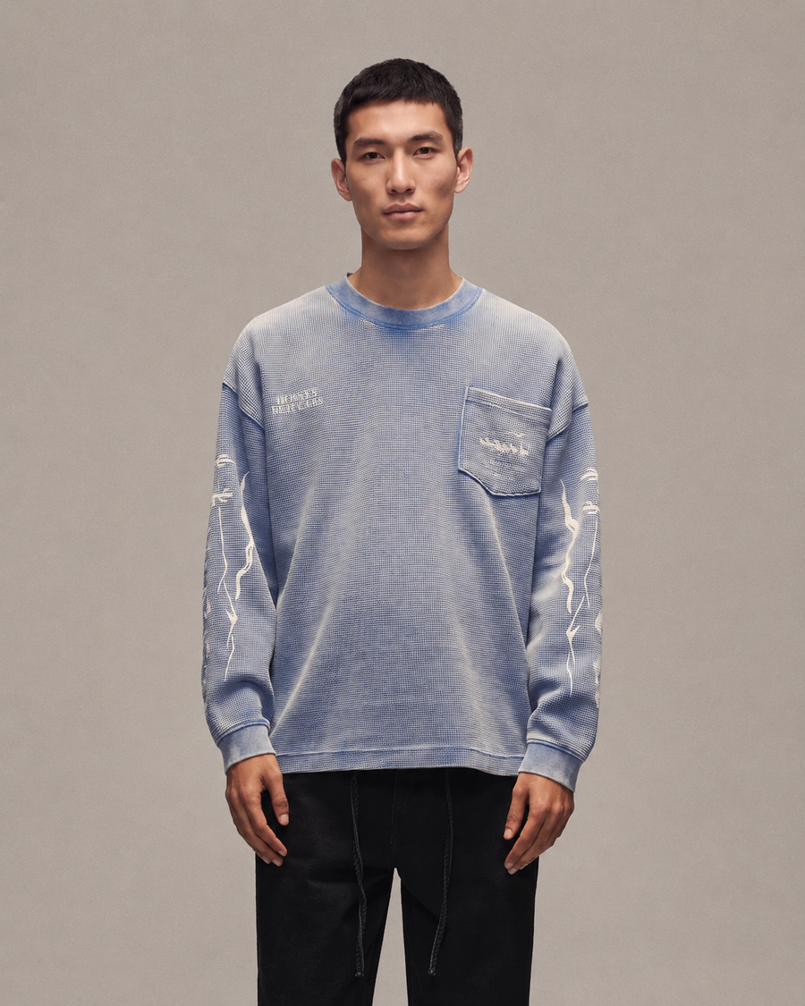 Sixth Bloom House Pocket Waffle Longsleeve Blue – front view
