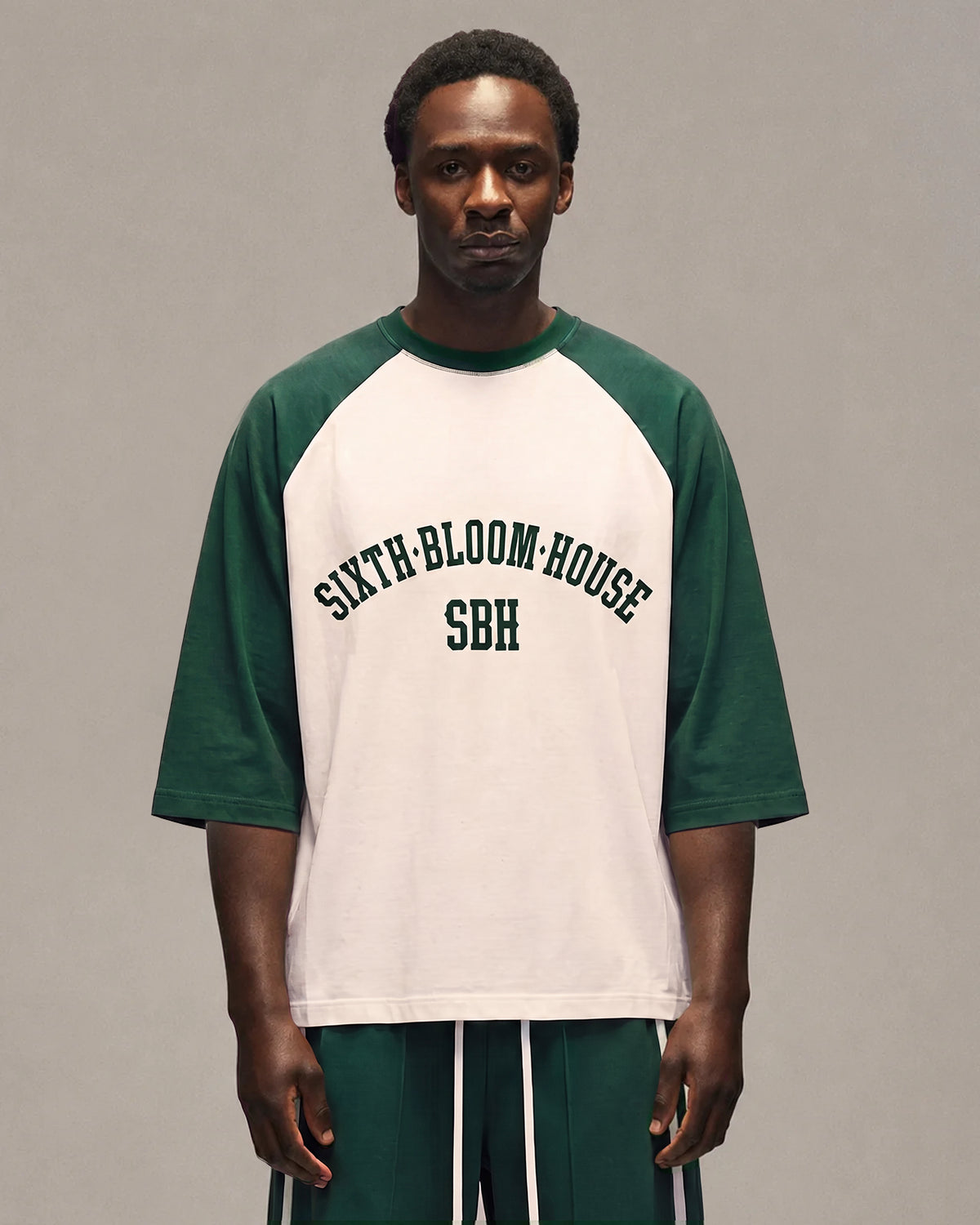 Sixth Bloom House Raglan T-Shirt Green – front view