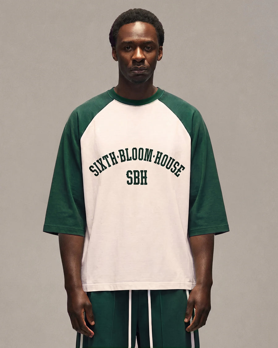 Sixth Bloom House Raglan T-Shirt Green worn by model