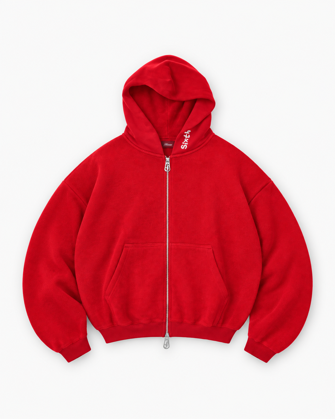 Sixth Bloom House Coachella Zip Through Red – inside-out 518gsm fleece zip hoodie