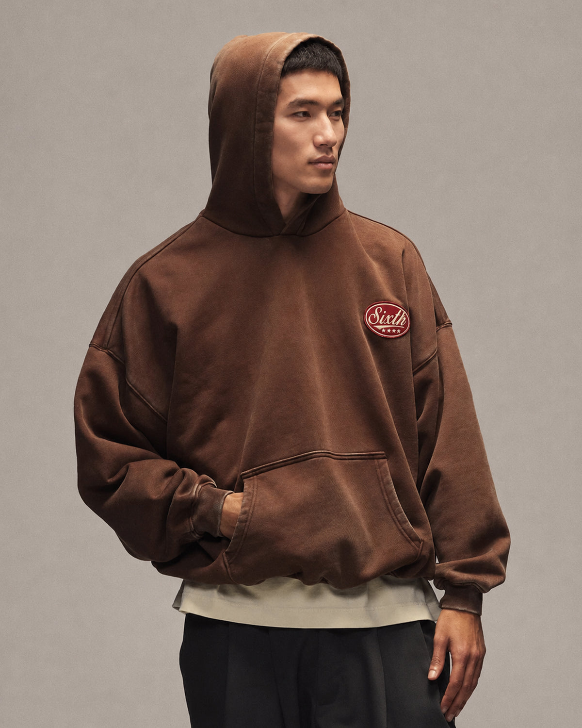 Sixth Bloom House Badge Hoodie Brown – front view