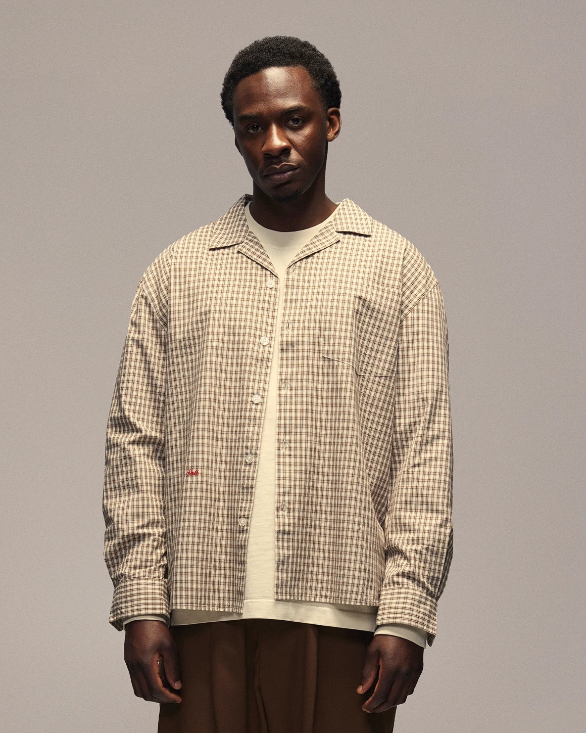 Sixth Bloom House Brown Check Shirt – front view