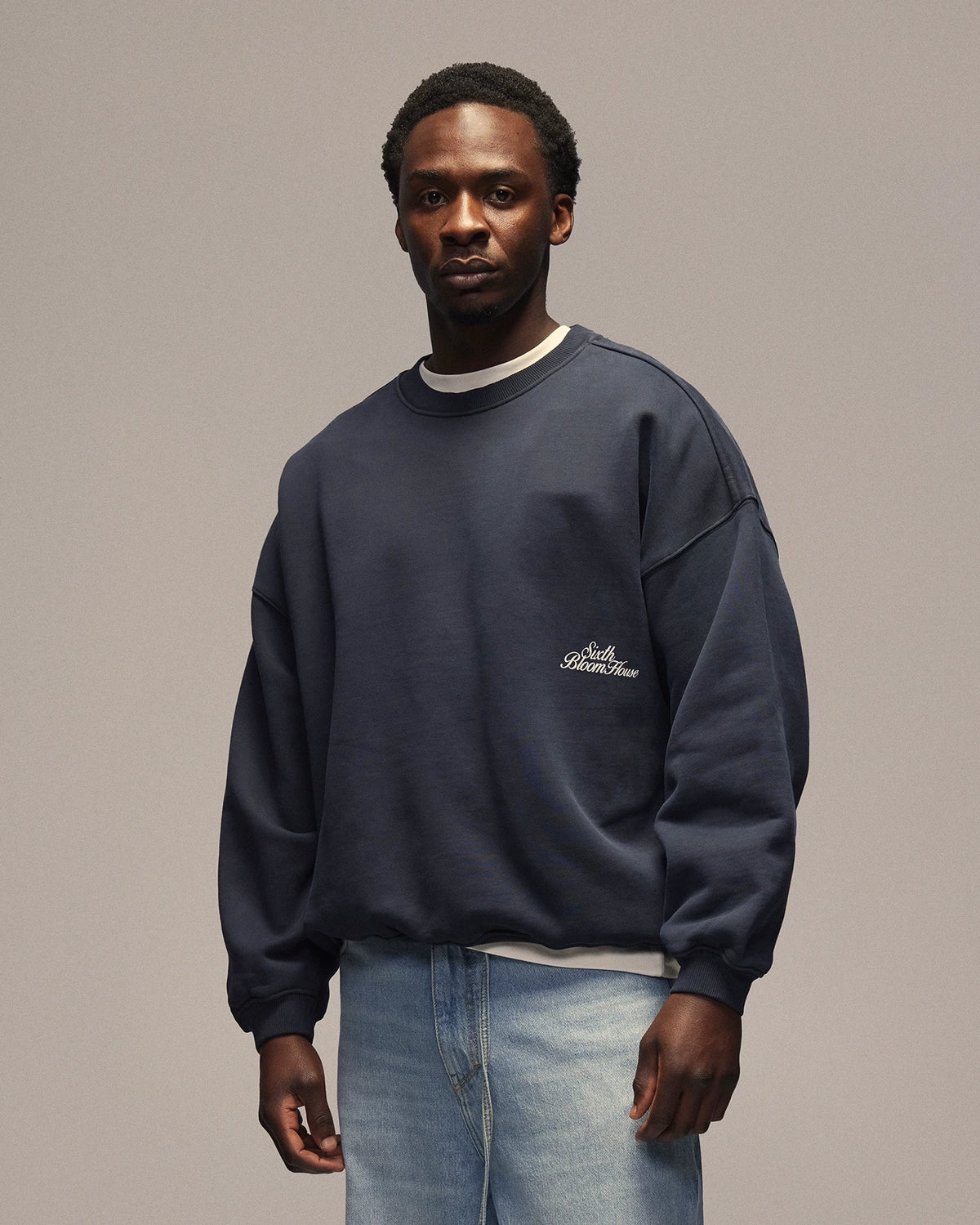 Sixth Bloom House Cowboy Crewneck Navy – back view 2