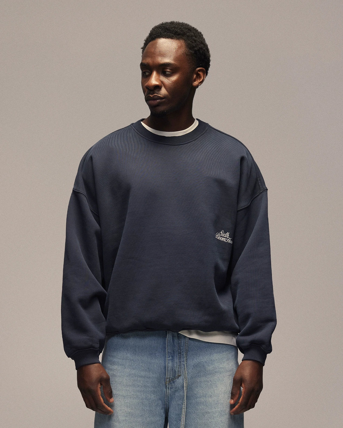 Sixth Bloom House Cowboy Crewneck Navy – front view