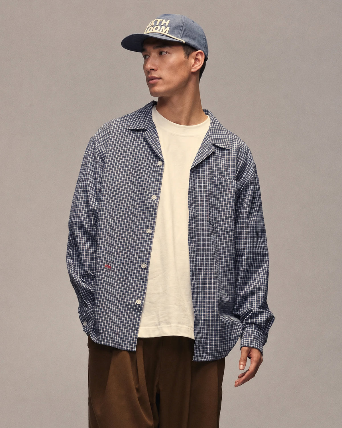 Sixth Bloom House Dark Blue Check Shirt – front view