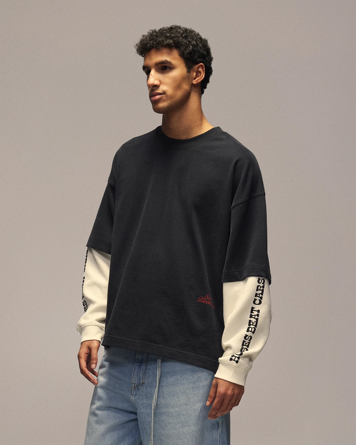 Sixth Bloom House Horse Layered Longsleeve Black – side view