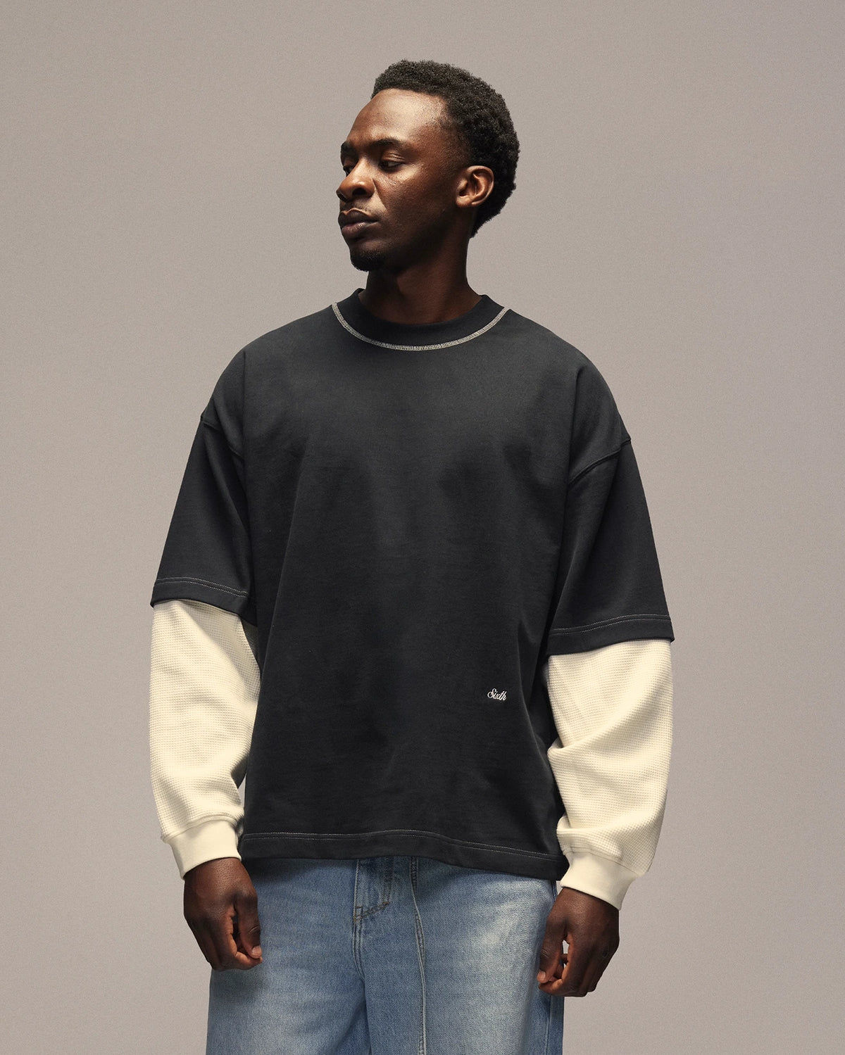 Sixth Bloom House Layered Basic Longsleeve Black – side view