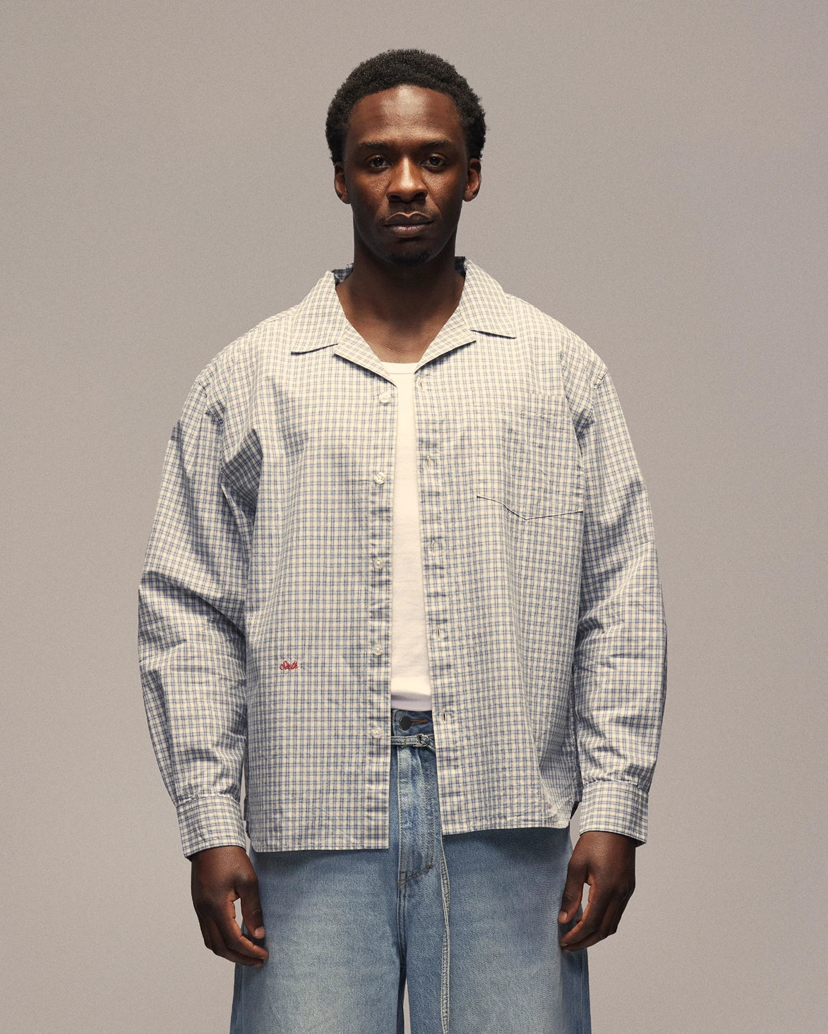Sixth Bloom House Blue Check Shirt – front view