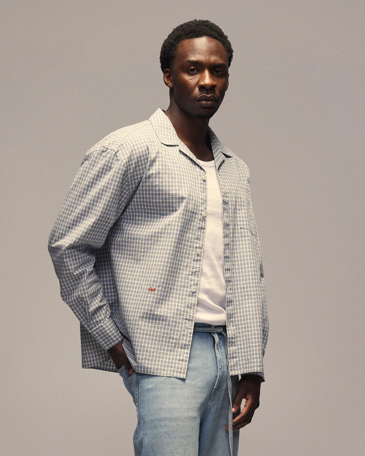 Sixth Bloom House Blue Check Shirt – side view