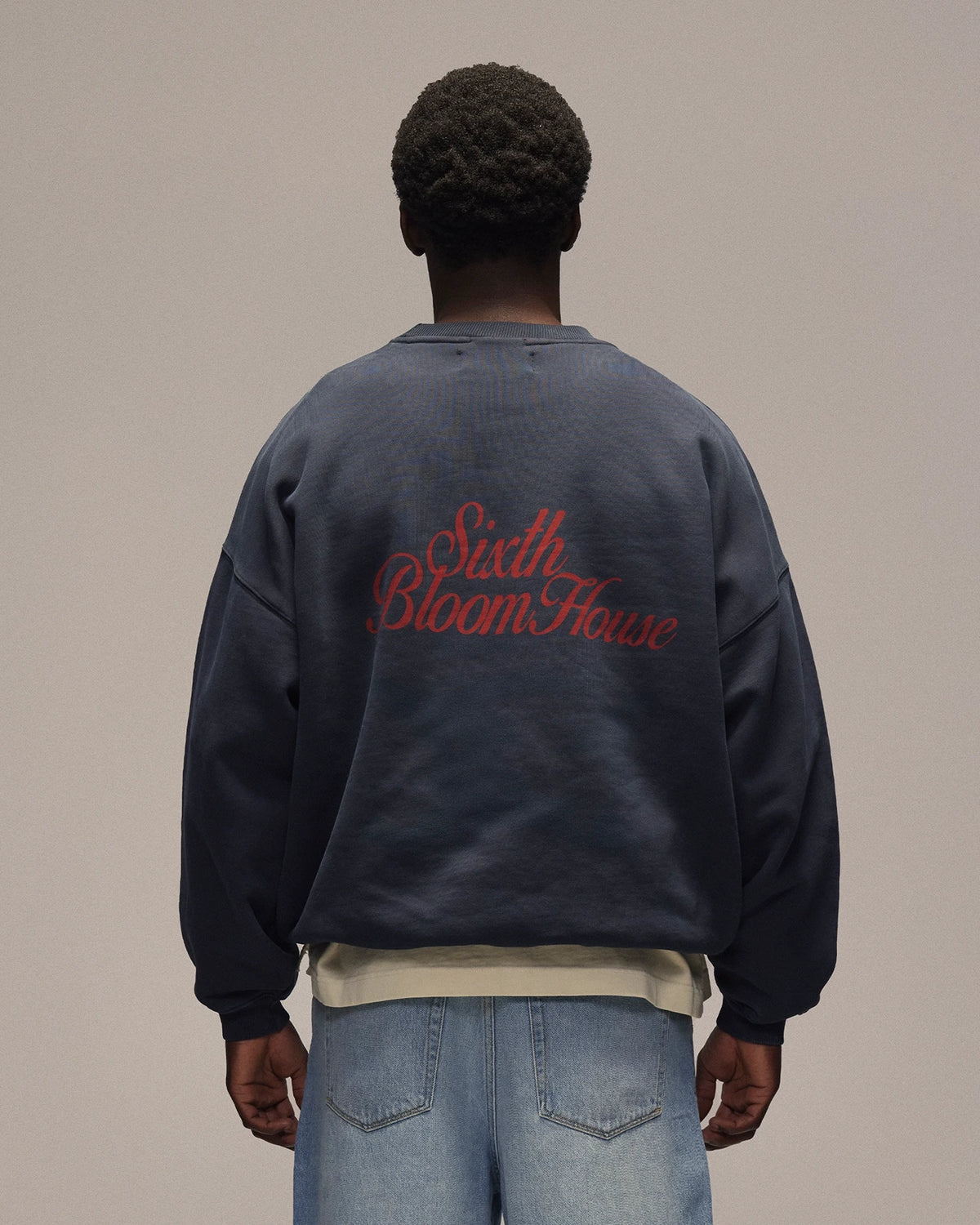 Sixth Bloom House Logo Crewneck Navy – back view