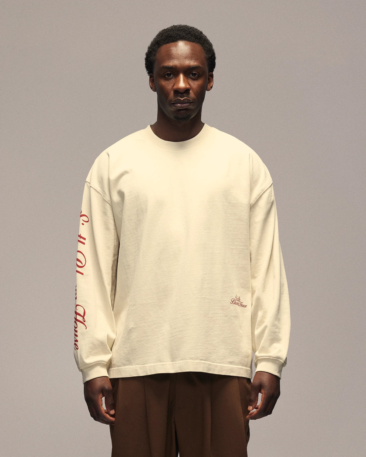 Sixth Bloom House Logo Heavy Longsleeve Off-White, front view