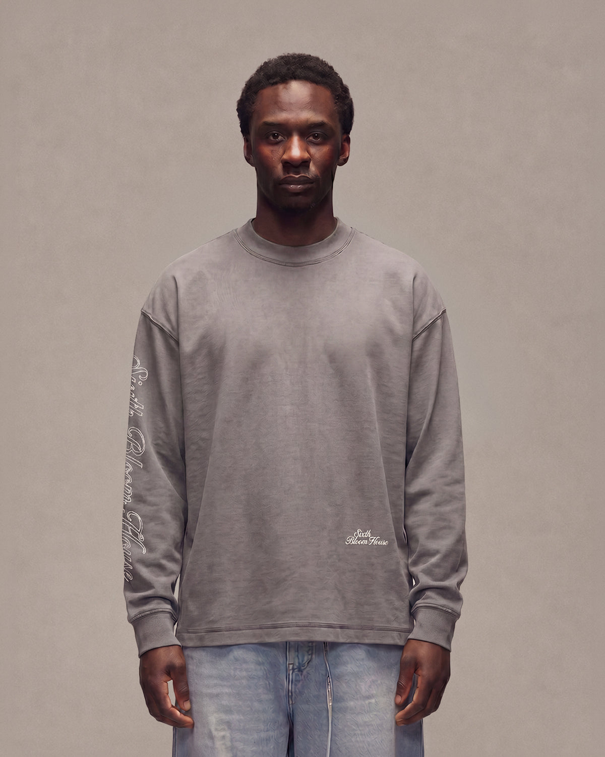 Sixth Bloom House Logo Outline Longsleeve Grey – front view