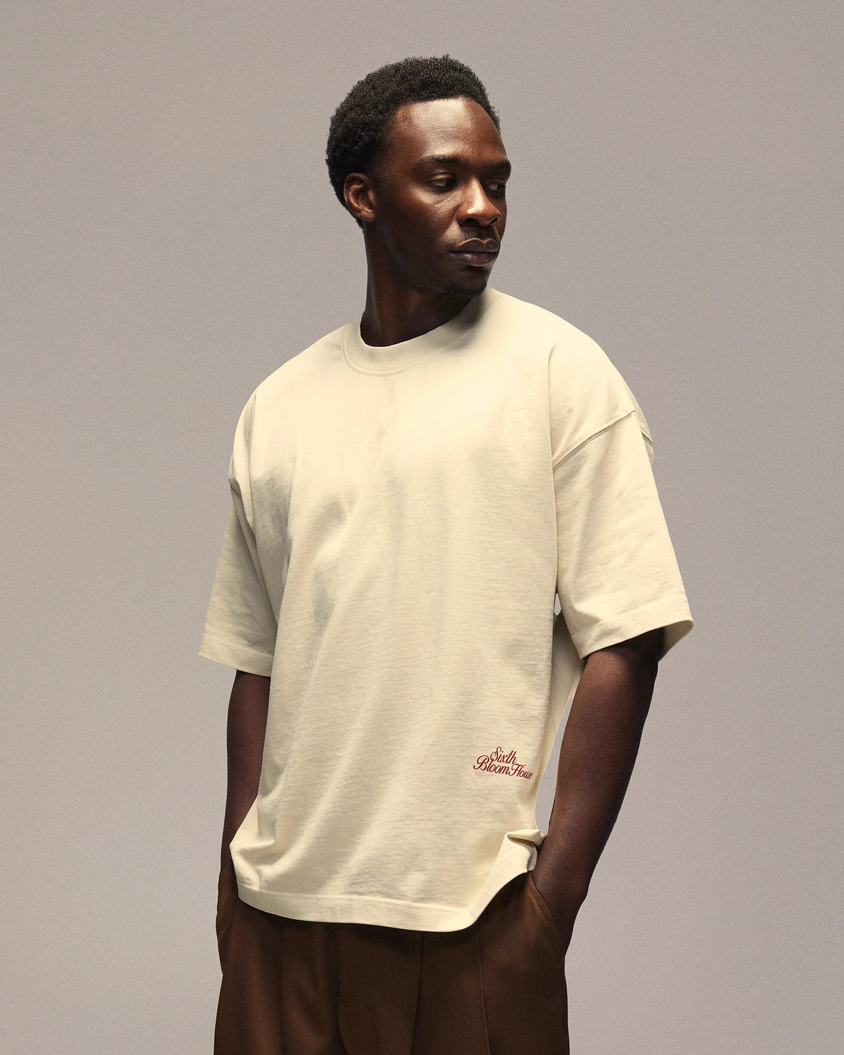Sixth Bloom House Logo Seasonal T-Shirt Off-White worn by model