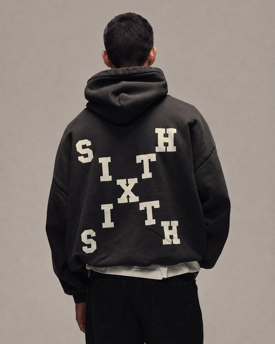 Sixth Bloom House Patchwork Hoodie worn by model