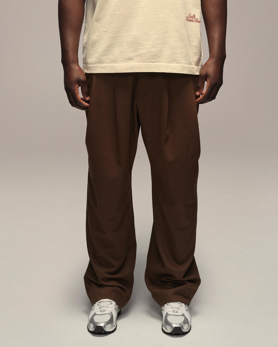 Sixth Bloom House Trouser Pleated Brown, front view