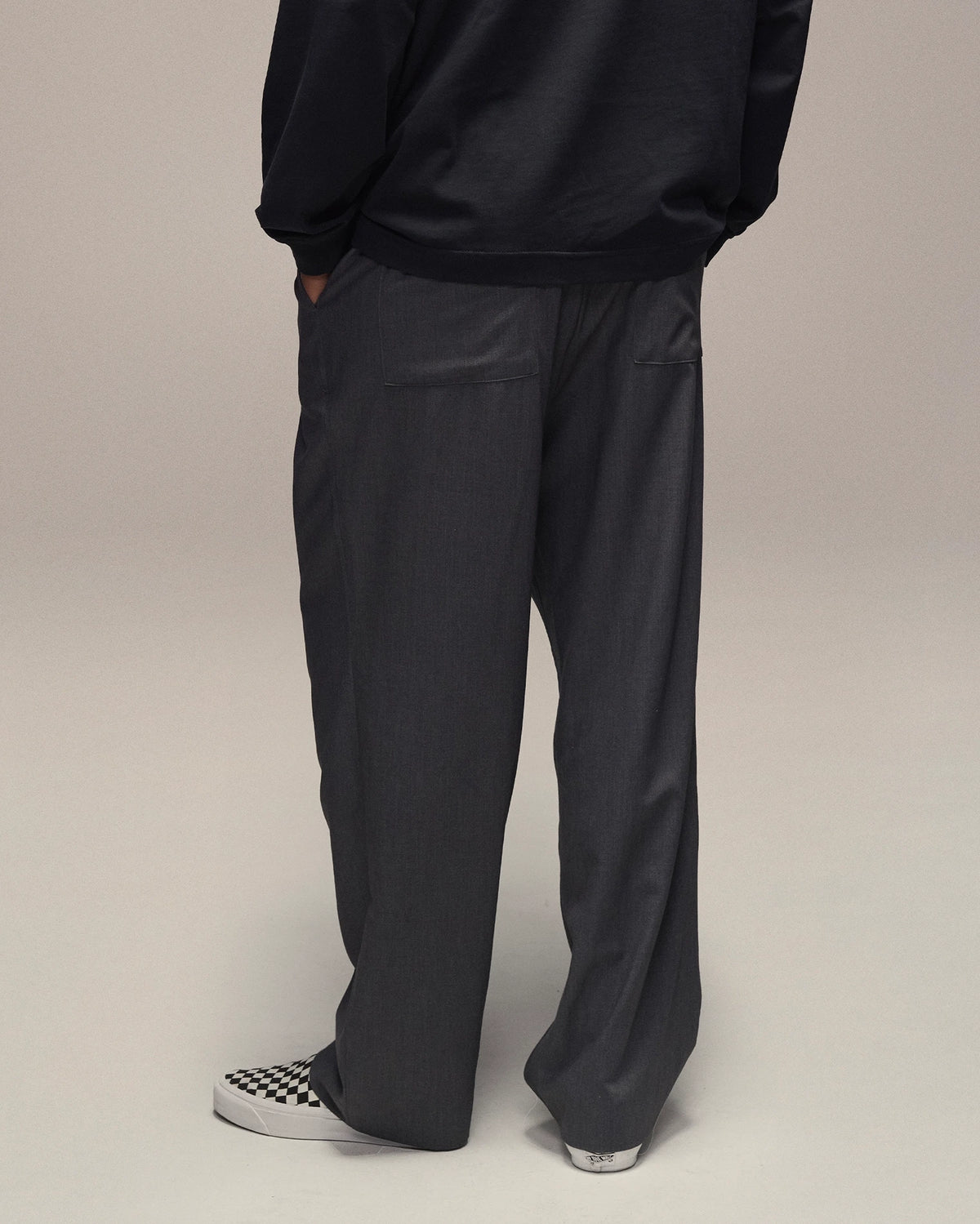 Sixth Bloom House Trouser Pleated Grey Mel, back view