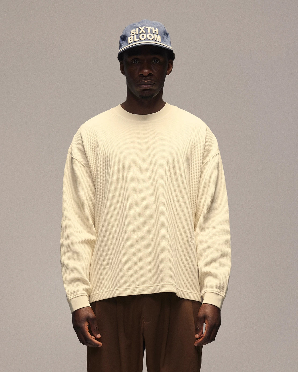Sixth Bloom House Waffle Blank Longsleeve Off-White – front view