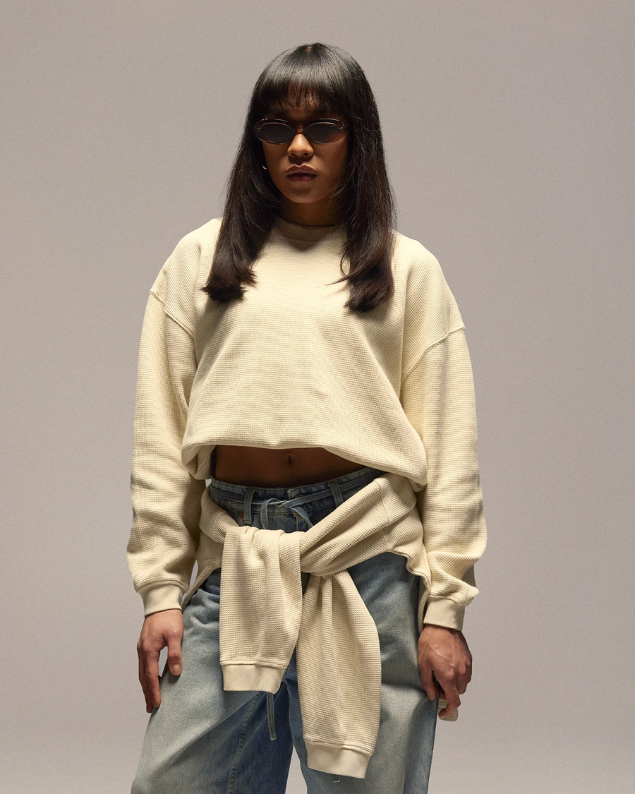 Sixth Bloom House Waffle Blank Longsleeve Off-White, front view