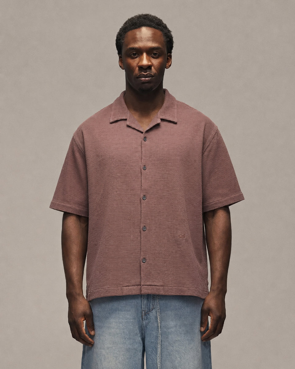 Sixth Bloom House Waffle SS Shirt Brown – front view