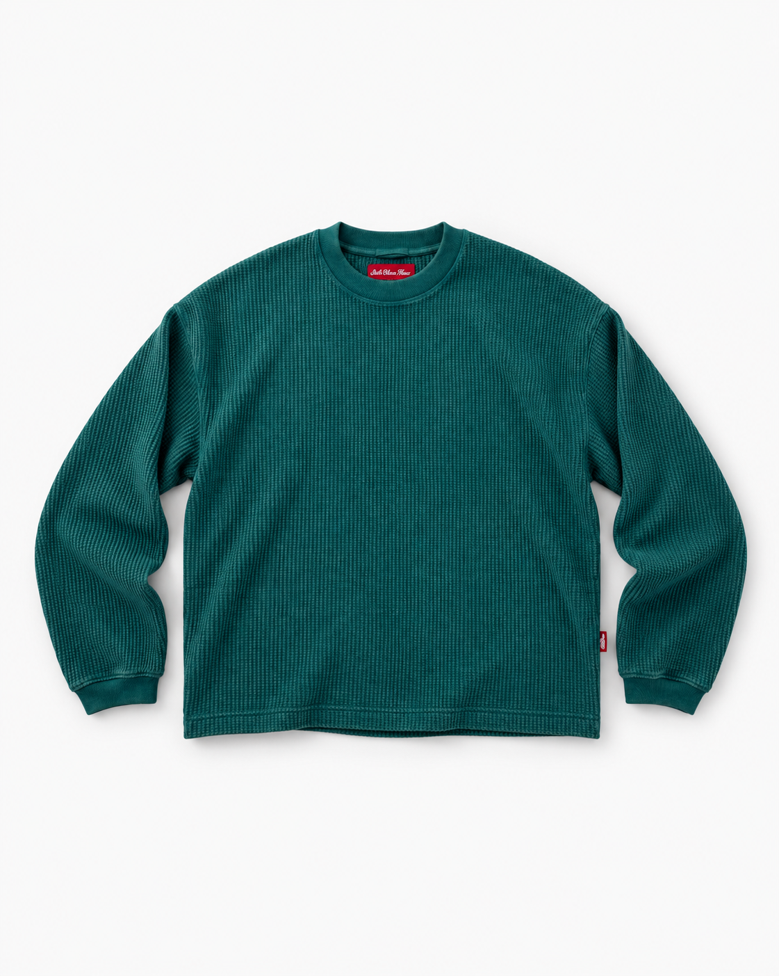 Sixth Bloom House Boxy Waffle Green – 345gsm waffle longsleeve crewneck
