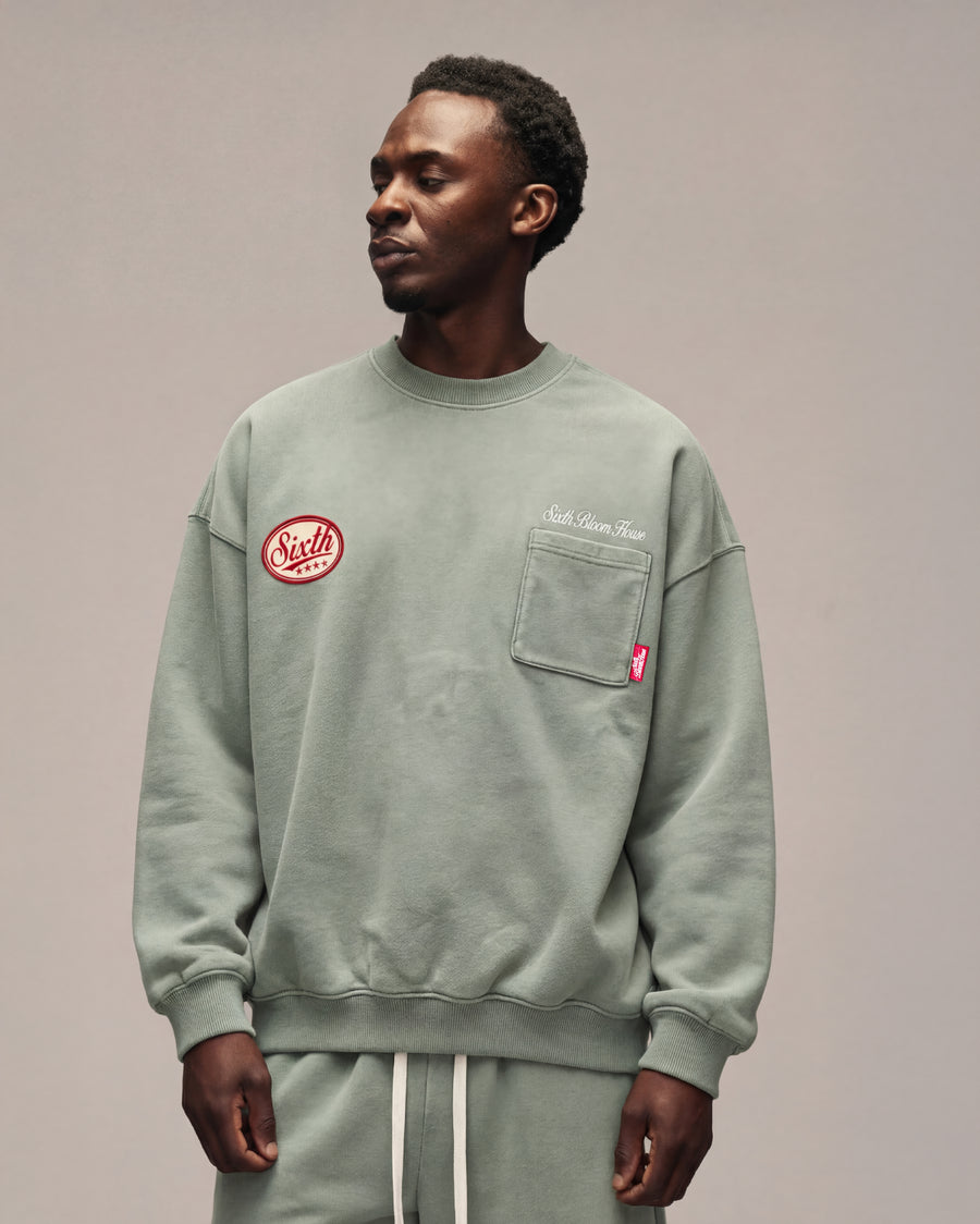 Sixth Bloom House Badge Sweater Green