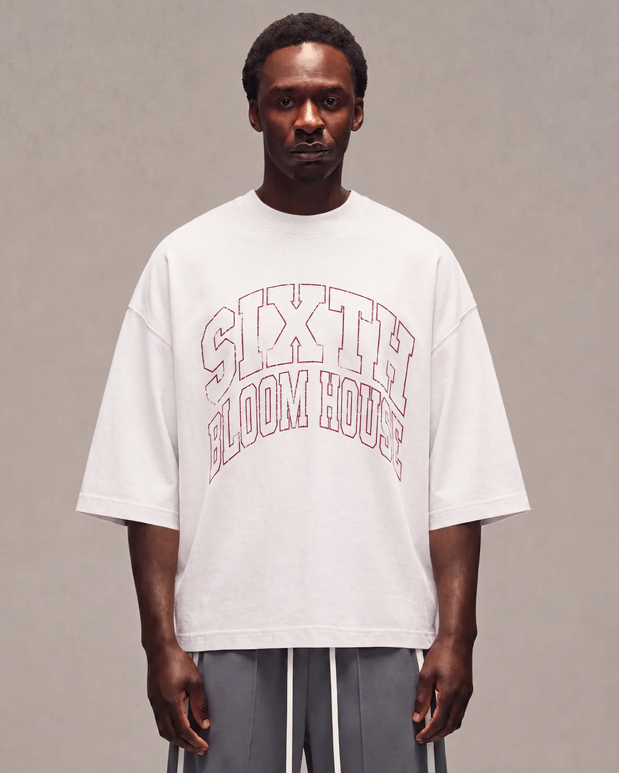 Sixth Bloom House College Outline T-Shirt White worn by model