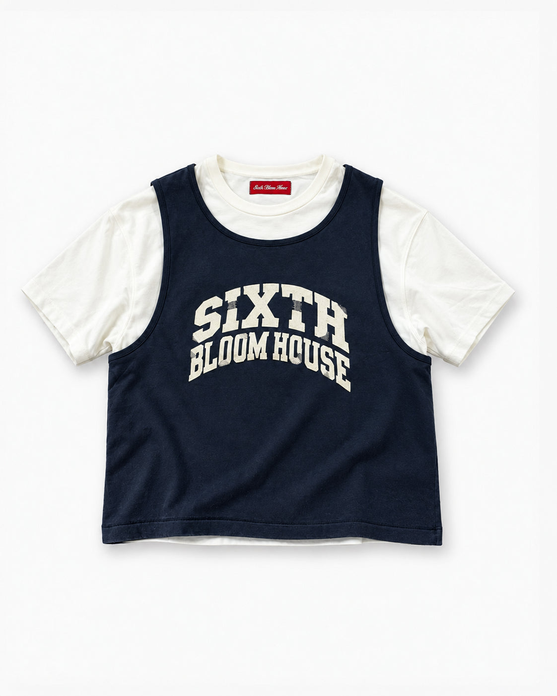 Sixth Bloom House Layered Tanktop Tee Navy – navy tank over an off-white tee