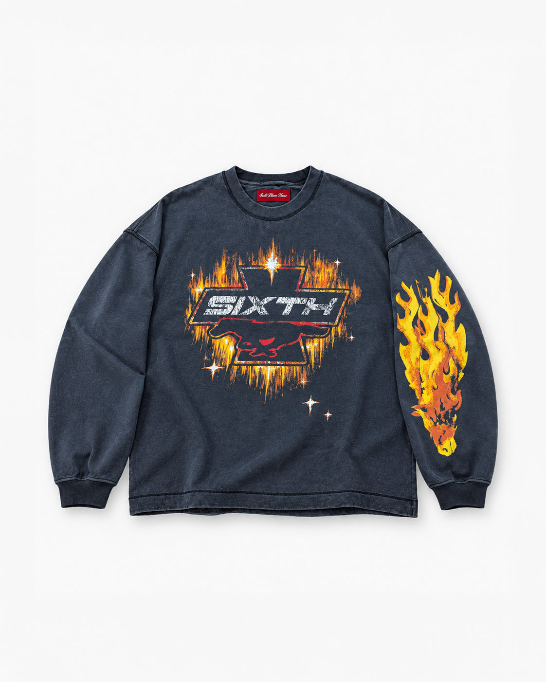 Sixth Bloom House Flame Cross Longsleeve Black – flame cross front graphic