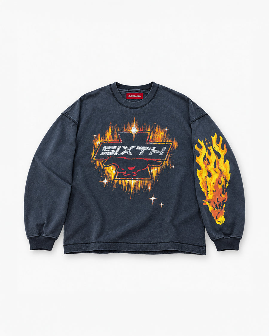 Sixth Bloom House Flame Cross Longsleeve Black – flame cross front graphic