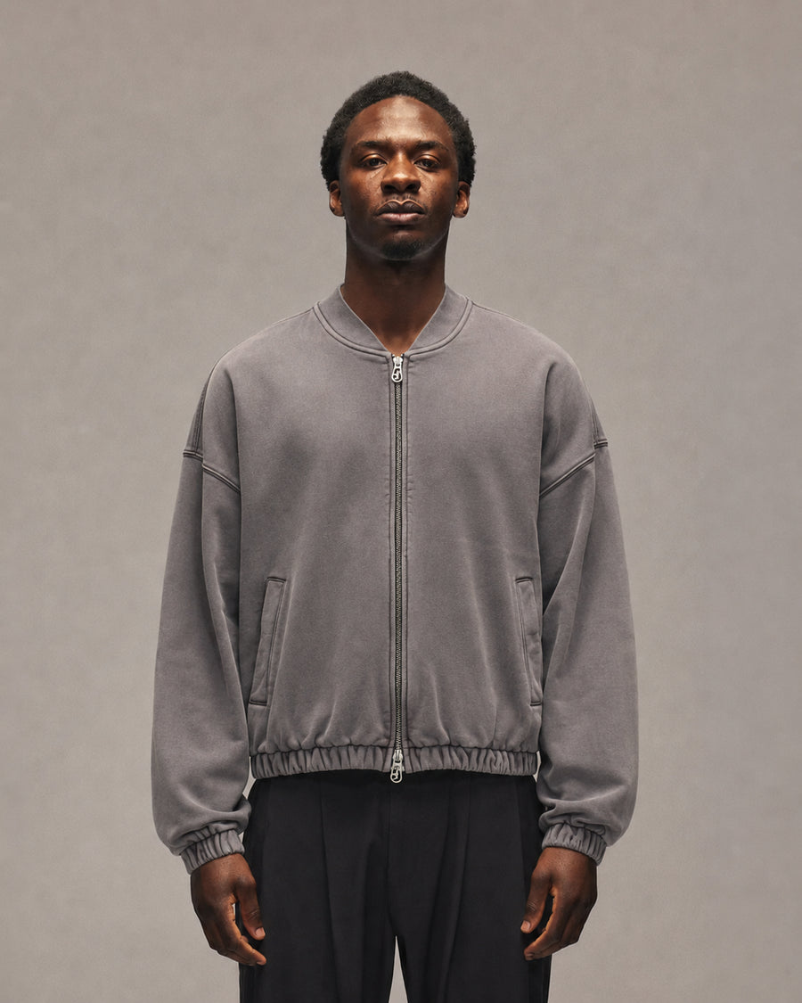 Sixth Bloom House Blank Sweat Bomber Grey worn by model
