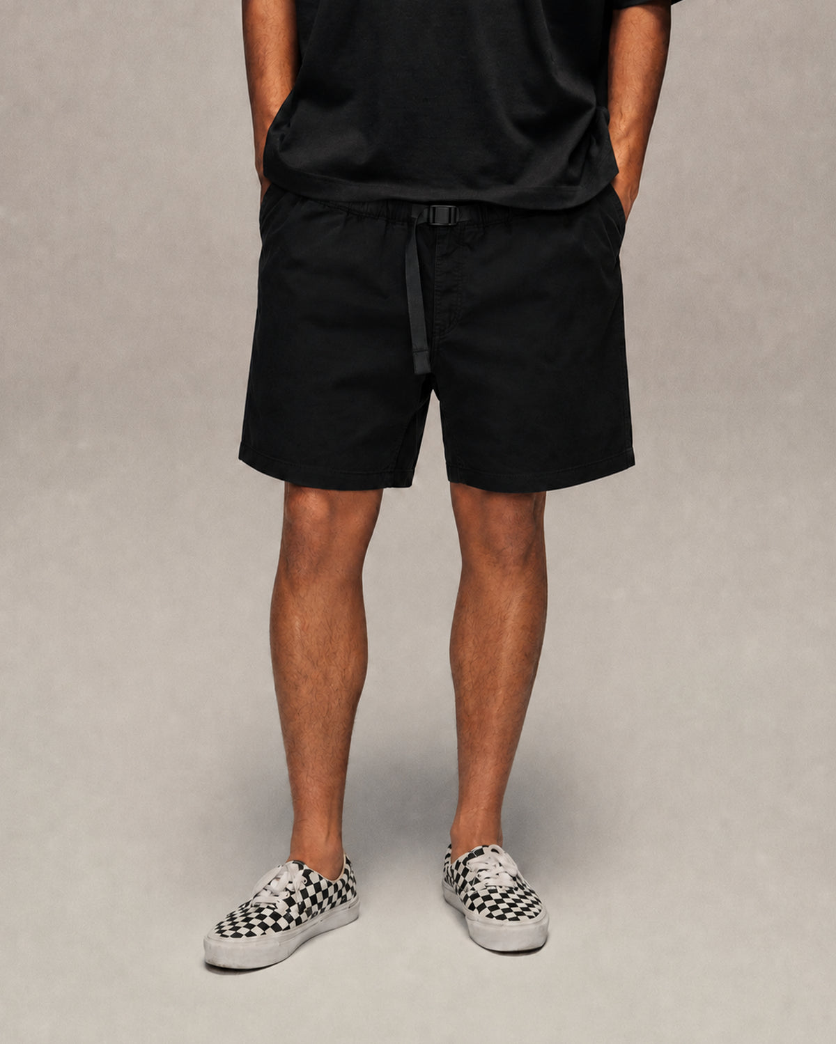 Sixth Bloom House Cotton Twill Belt Shorts Black – front view