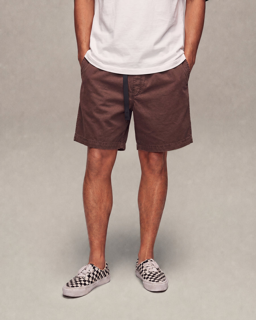 Sixth Bloom House Cotton Twill Belt Shorts Brown – front view