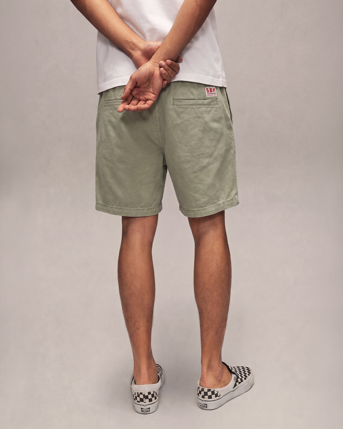 Sixth Bloom House Cotton Twill Belt Shorts Green – back view