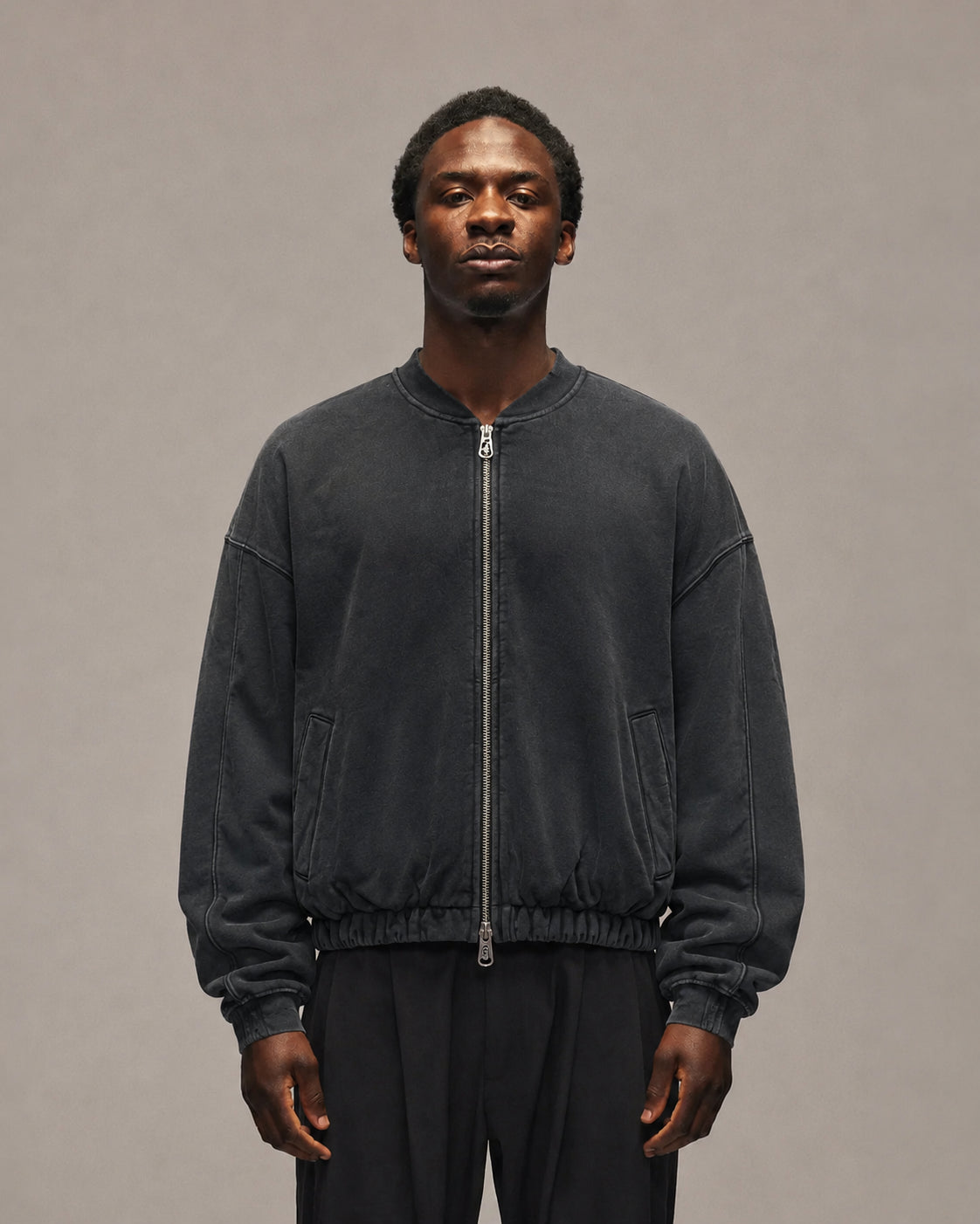 Sixth Bloom House Blank Sweat Bomber Black – front view