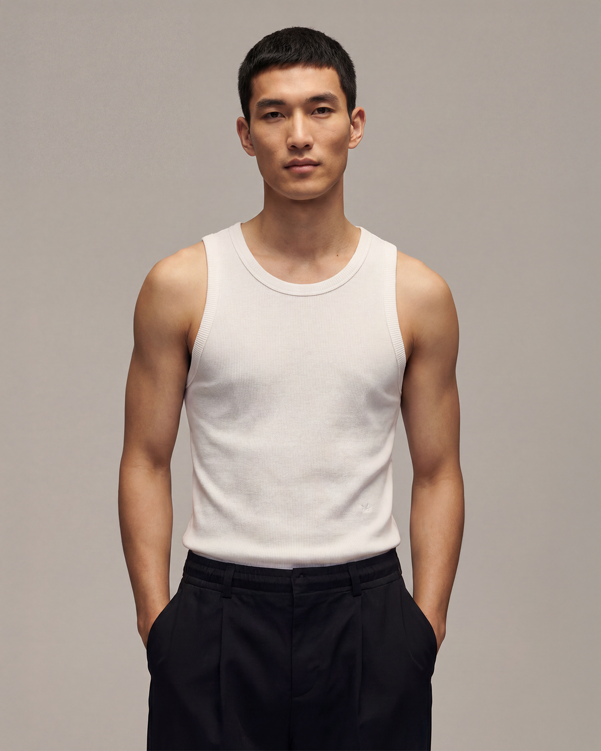 Sixth Bloom House Ribbed Tank Top White, front view