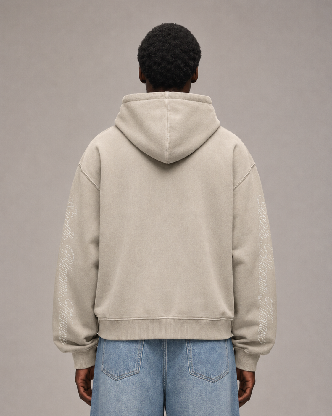Sixth Bloom House Outline Logo Zip Hoodie Green – back view